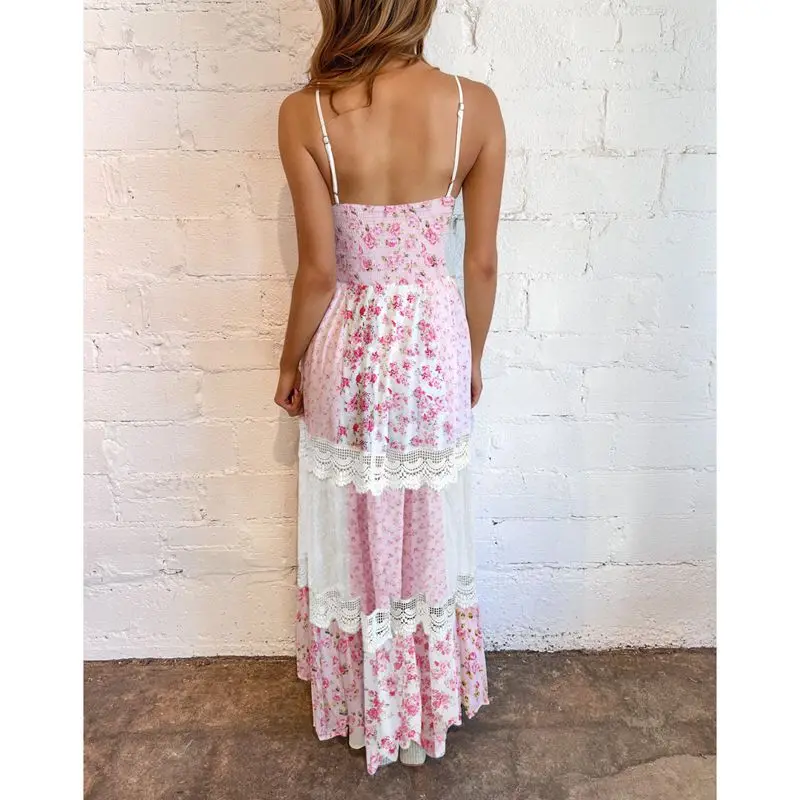 Robe rose hippie femmes