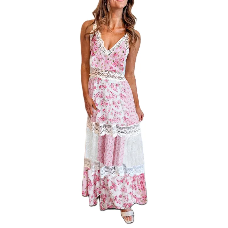Robe rose hippie femmes