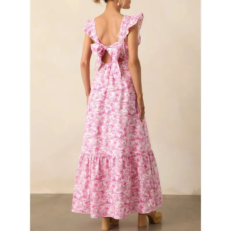 Robe rose a volants