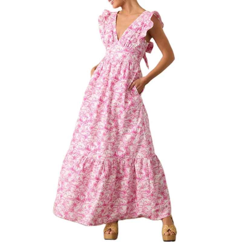 Robe rose a volants