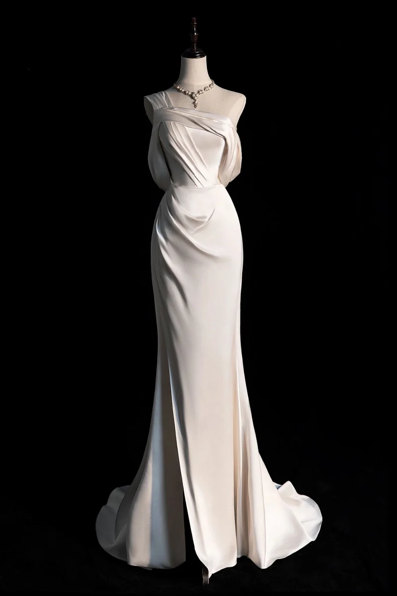 Robe de mariée sirène simple en soie dupion