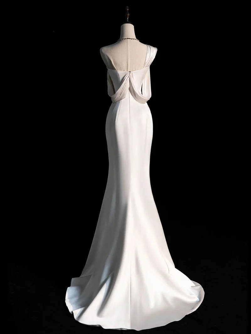 Robe de mariée sirène simple en soie dupion