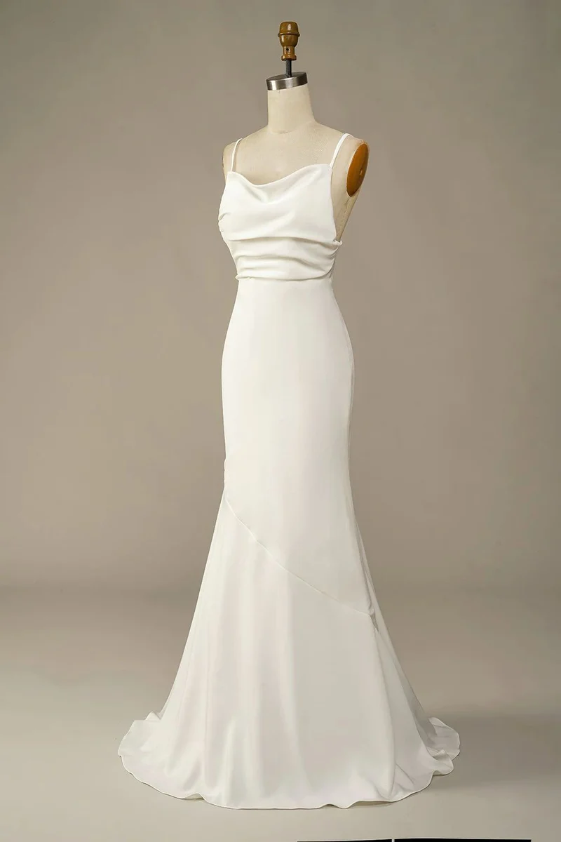 Robe de mariée sirène simple en soie à dos bas