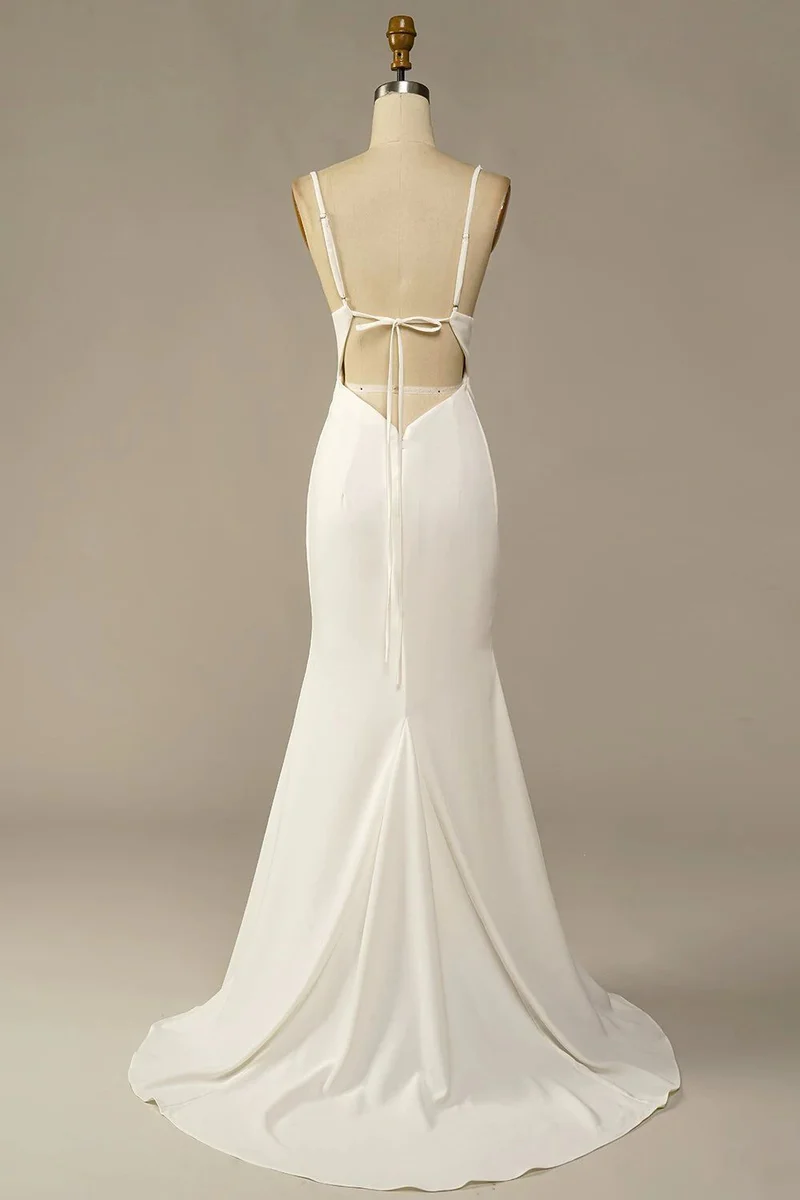 Robe de mariée sirène simple en soie à dos bas