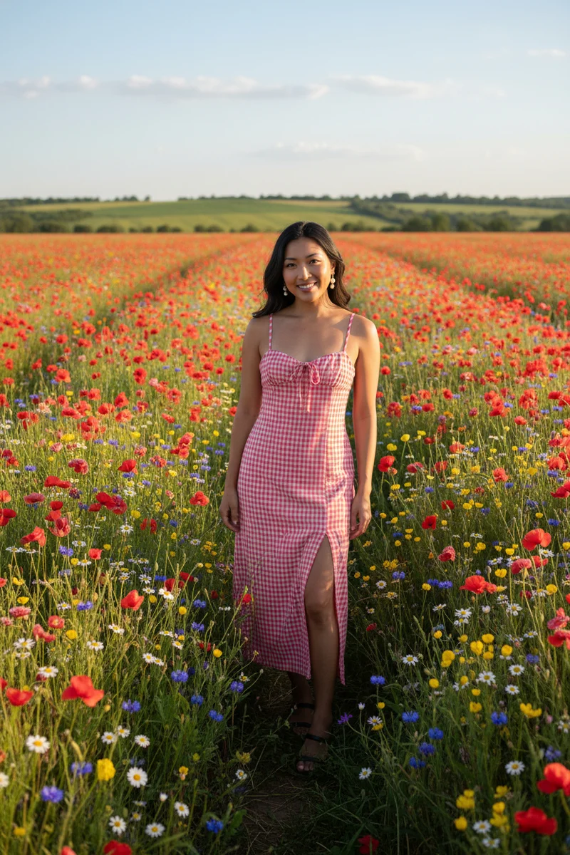 Robe rouge a carreaux boheme chic