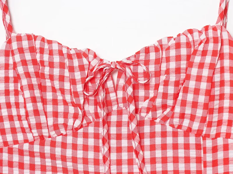 Robe rouge a carreaux boheme chic