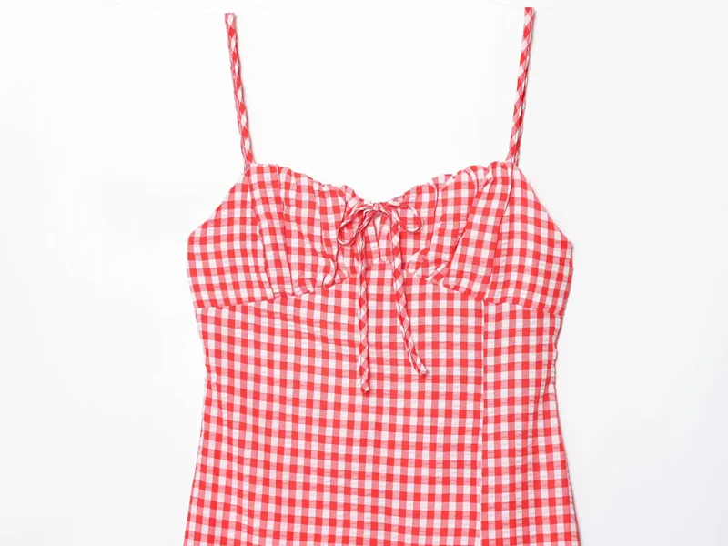 Robe rouge a carreaux boheme chic