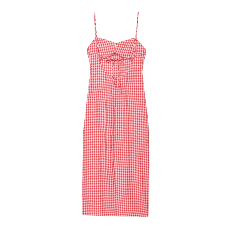 Robe rouge a carreaux boheme chic