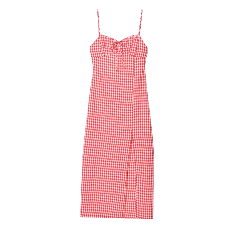 Robe rouge a carreaux boheme chic