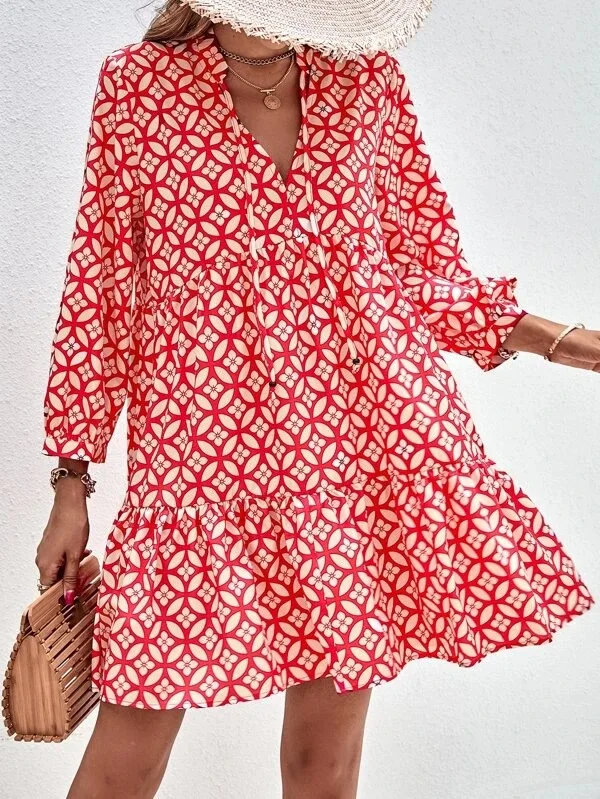 Mode Boheme Ete Robe Rouge