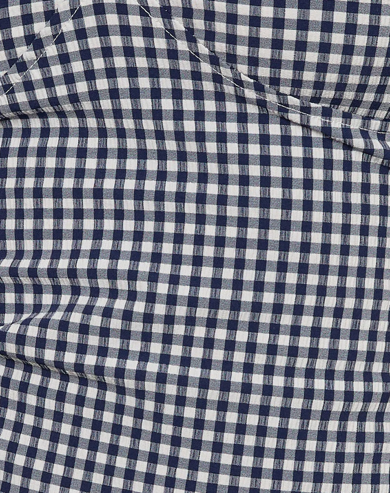 Gaika Cami Top in Seersucker Gingham Navy