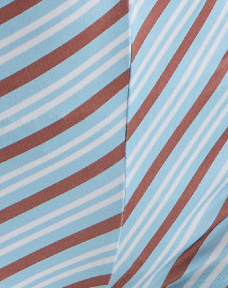 Ciana Hot Pants in Diagonal Stripe Light Blue (pantalon chaud à rayures diagonales)