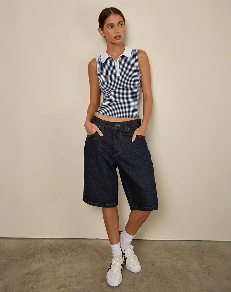 Polo Tisuka en vichy seersucker Navy