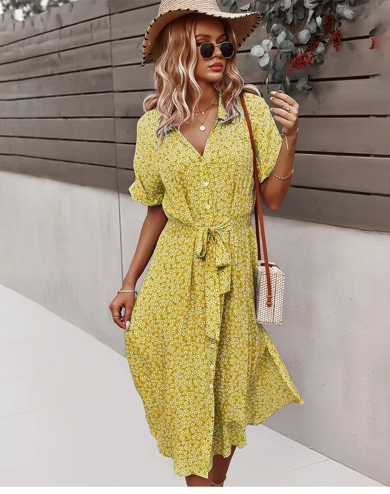 Robe de Vacances Jaune Citron
