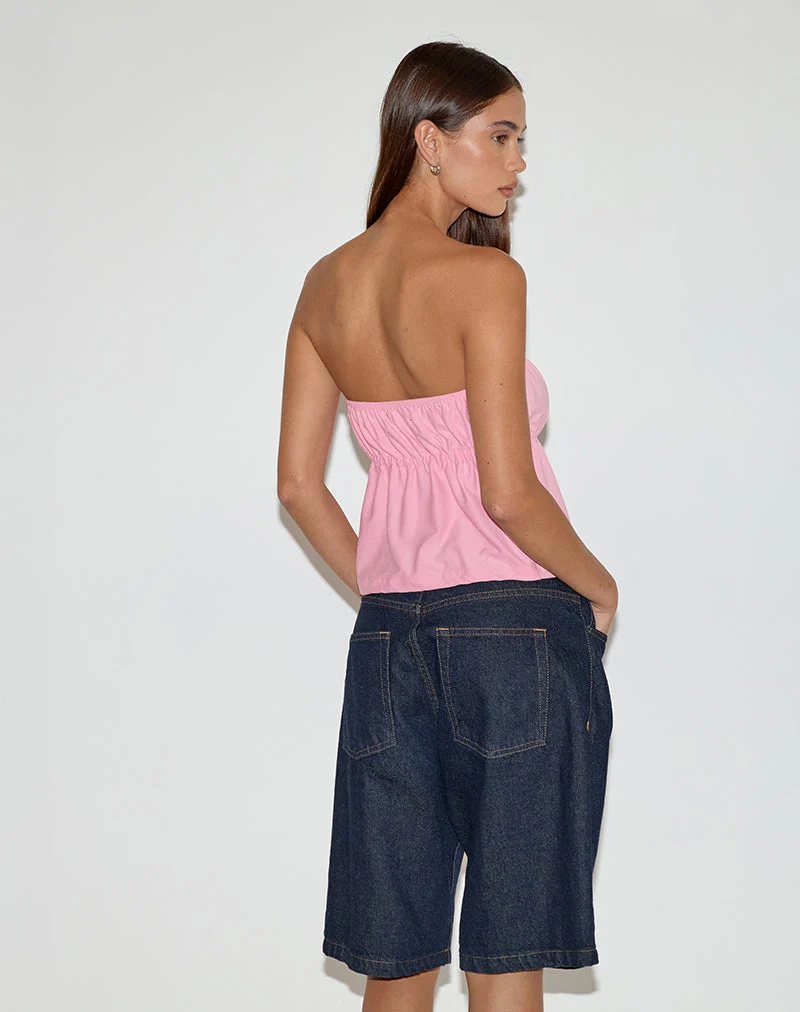 Ender Tie Bandeau Top in Rayon Ballet Pink