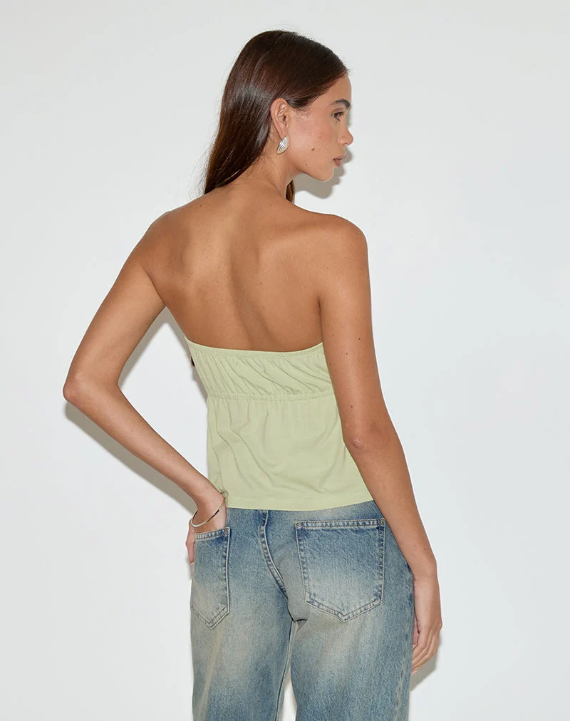 Ender Tie Bandeau Top in Rayon Pistachio