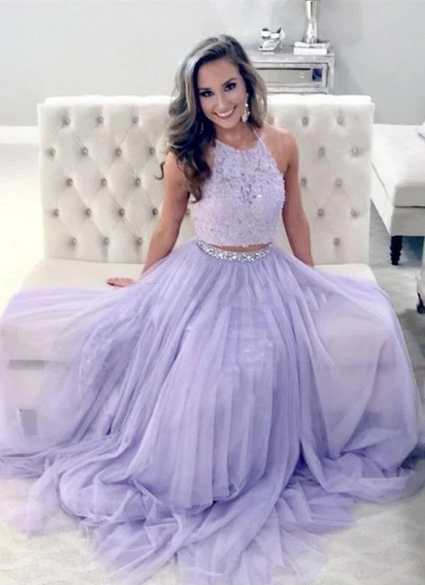 Robe de bal longue deux pièces lavande pour adolescents