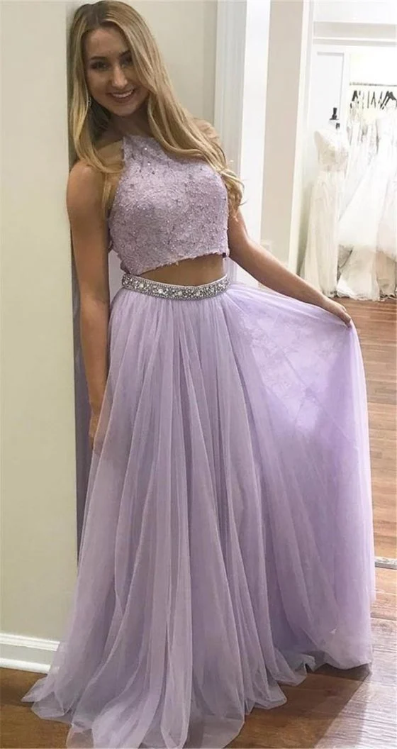 Robe de bal longue deux pièces lavande pour adolescents