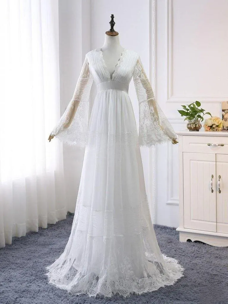 Robe de mariée d'été bohème rustique avec manches