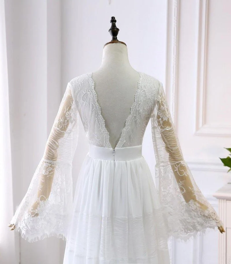 Robe de mariée d'été bohème rustique avec manches