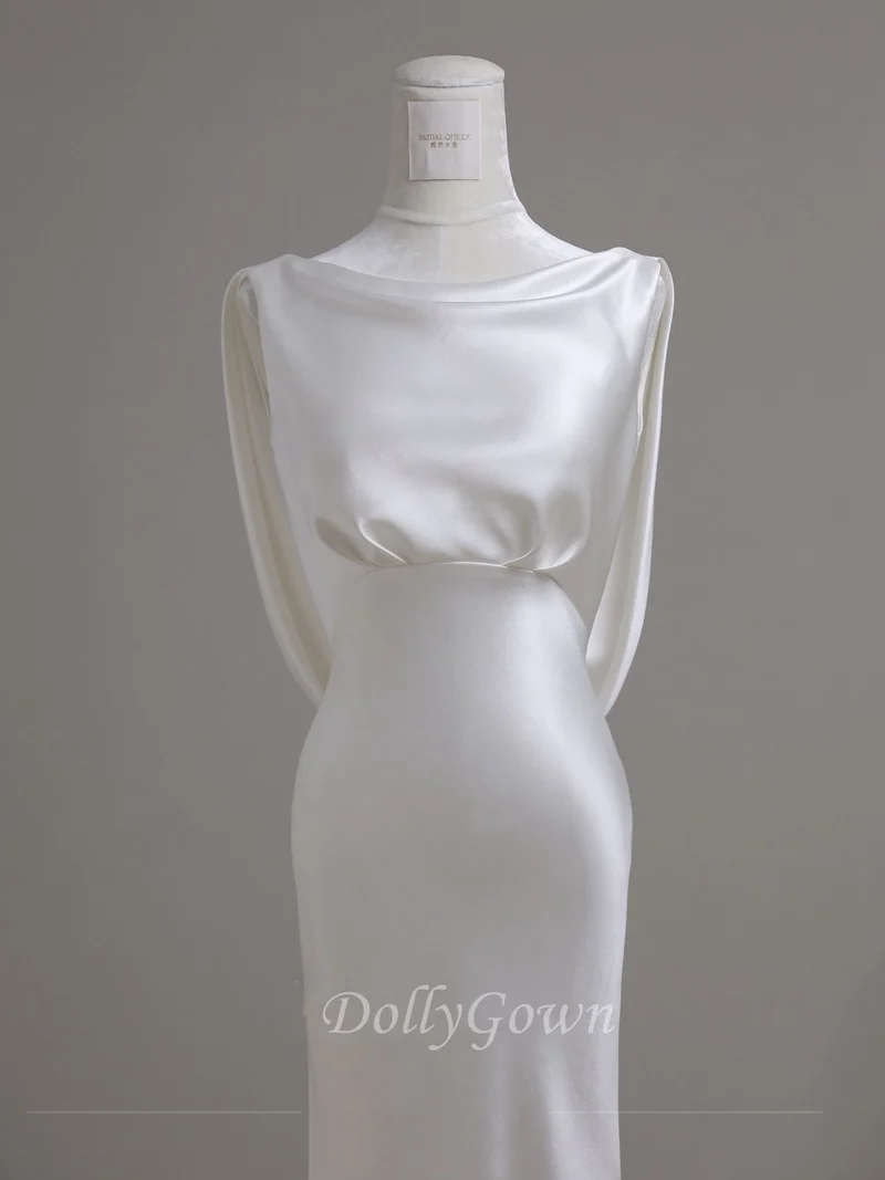 Robe de mariée fourreau vintage en soie à manches longues