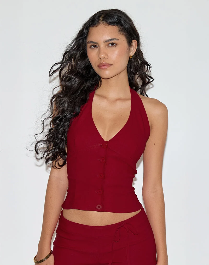 Ortee - Top dos nu - Rouge tailleur