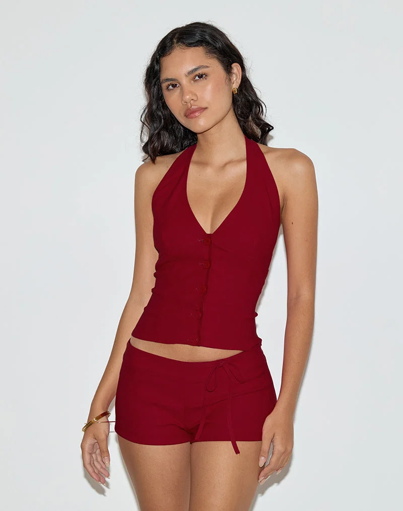 Ortee - Top dos nu - Rouge tailleur