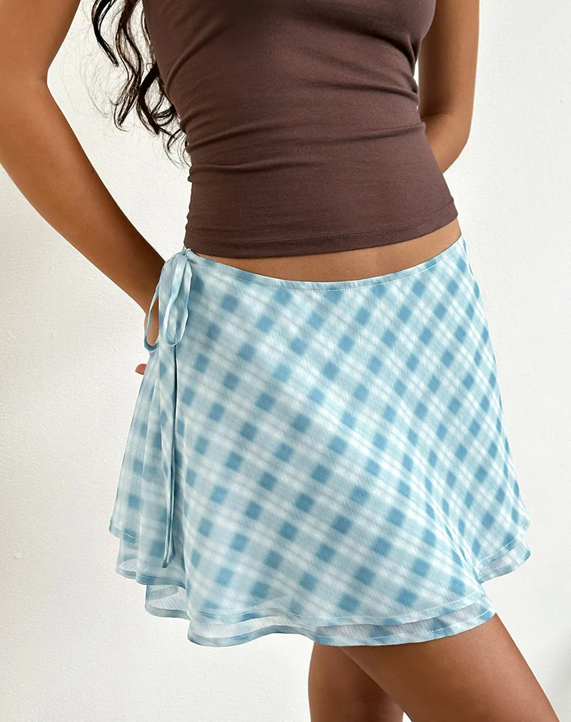 Anora Mini Jupe, Blurred Check Blue