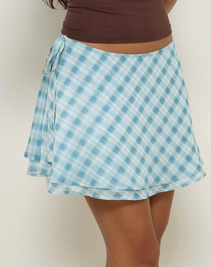 Anora Mini Jupe, Blurred Check Blue