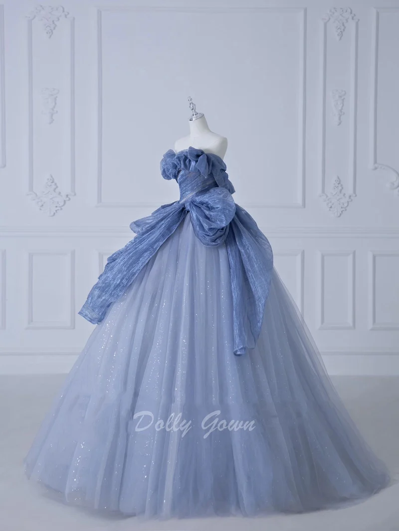 Robe de bal bleu poussiéreux robe de bal