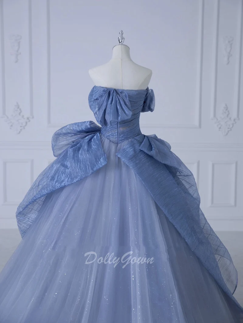 Robe de bal bleu poussiéreux robe de bal