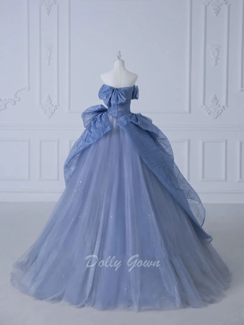Robe de bal bleu poussiéreux robe de bal
