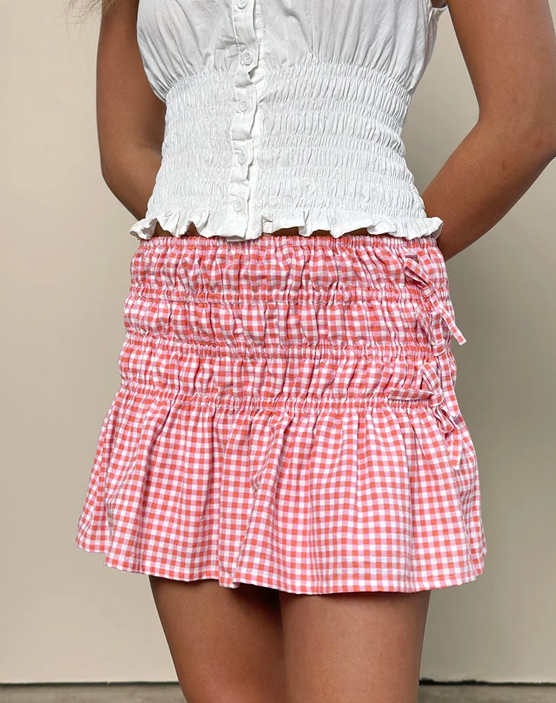 Minijupe Rikako, Mini Gingham Peach