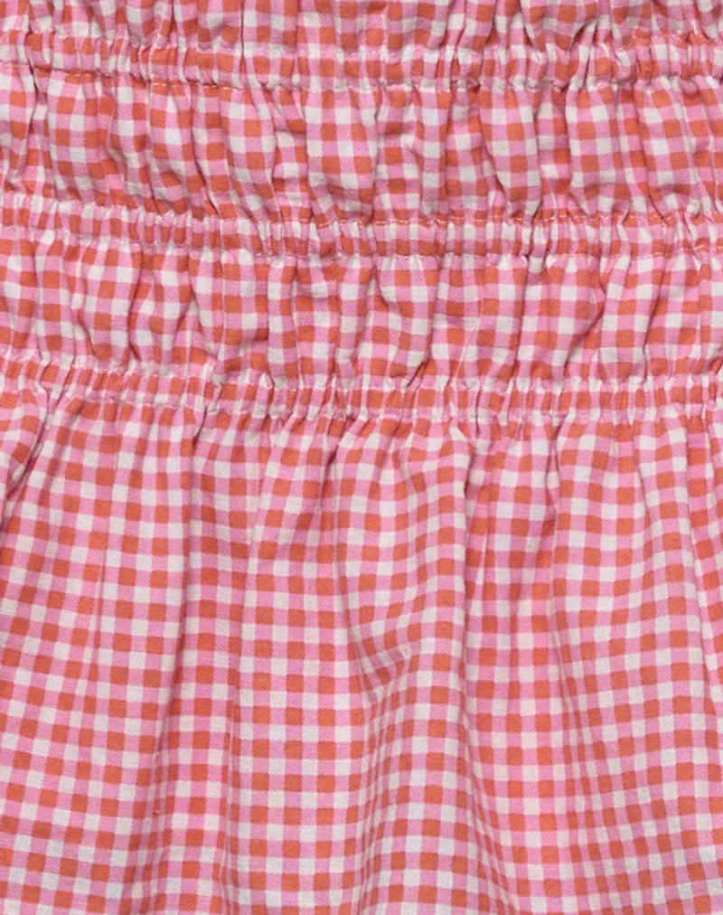 Minijupe Rikako, Mini Gingham Peach