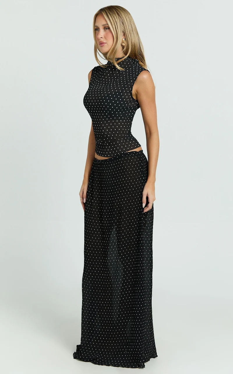 Lioness - Ford Maxi Skirt in Onyx Polka