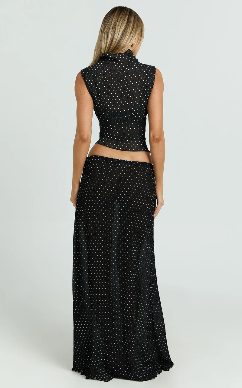 Lioness - Ford Maxi Skirt in Onyx Polka