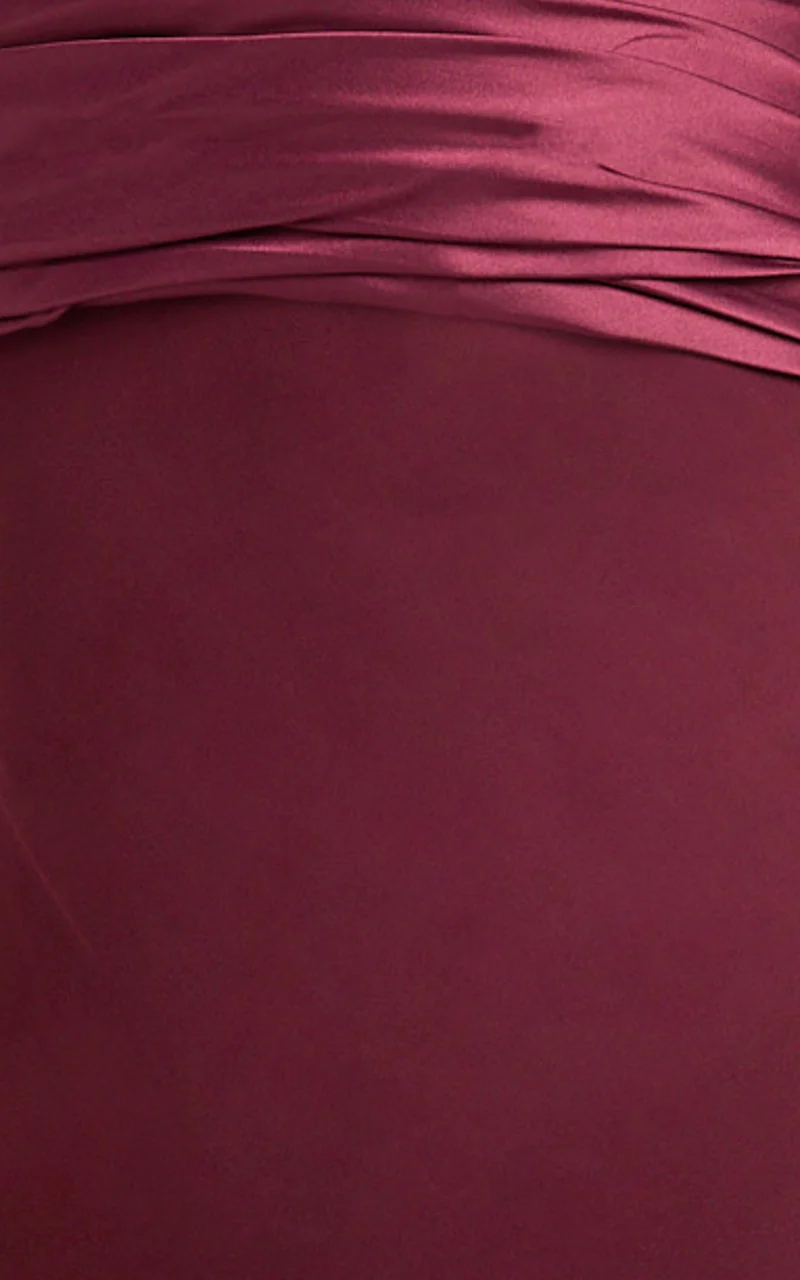 Sonya Maxi Dress - Cowl Neck Asymmetric Fit And Flare Dress in Wine