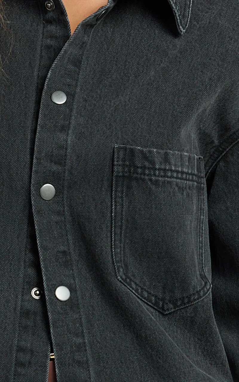 Faharra Shirt - Recycled Cotton Denim Shirt in Black