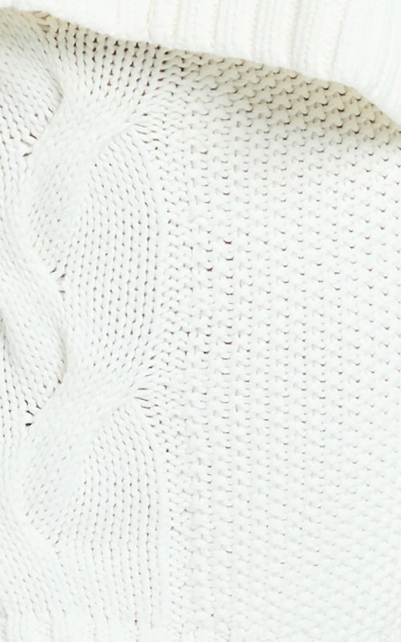 Marge Mini Skirt - High Waisted Cable Knit Mini Skirt in White