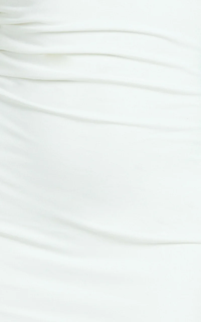Nori Mini Dress - One Shoulder Long Sleeve Bodycon Dress in Off White