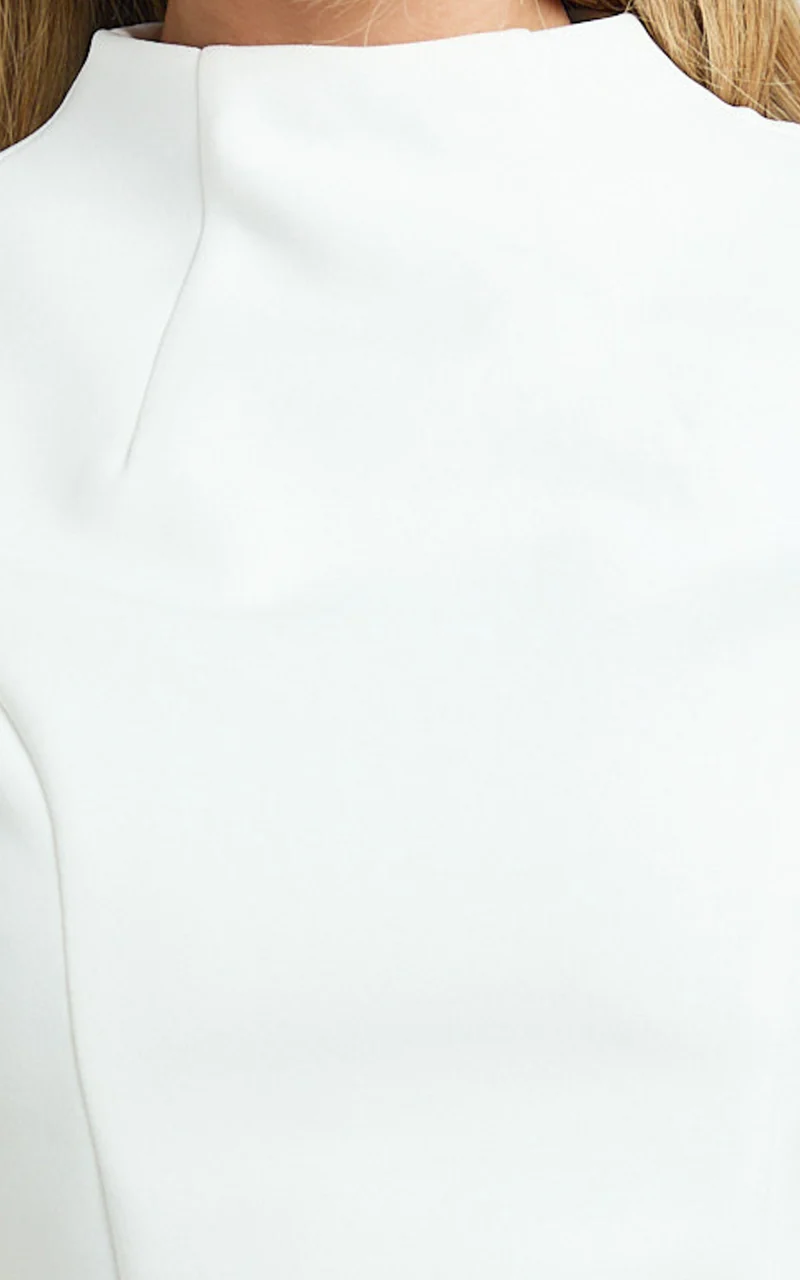 Savanna Mini Dress - High Neck Cap Sleeve Tulip Skirt Dress in White