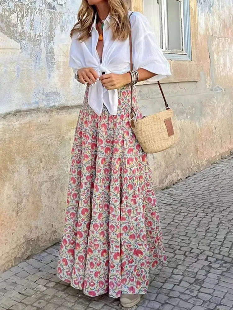 Jupe Longue a Volants Boheme Chic
