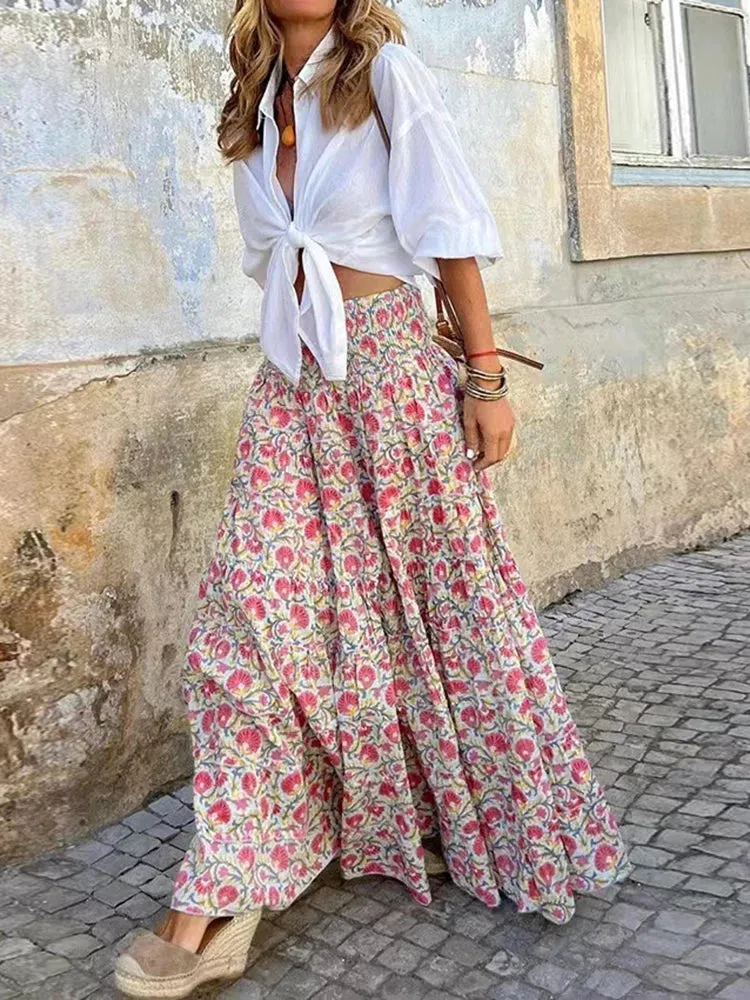 Jupe Longue a Volants Boheme Chic
