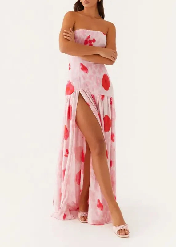 Robe Bandeau Rose Fendue