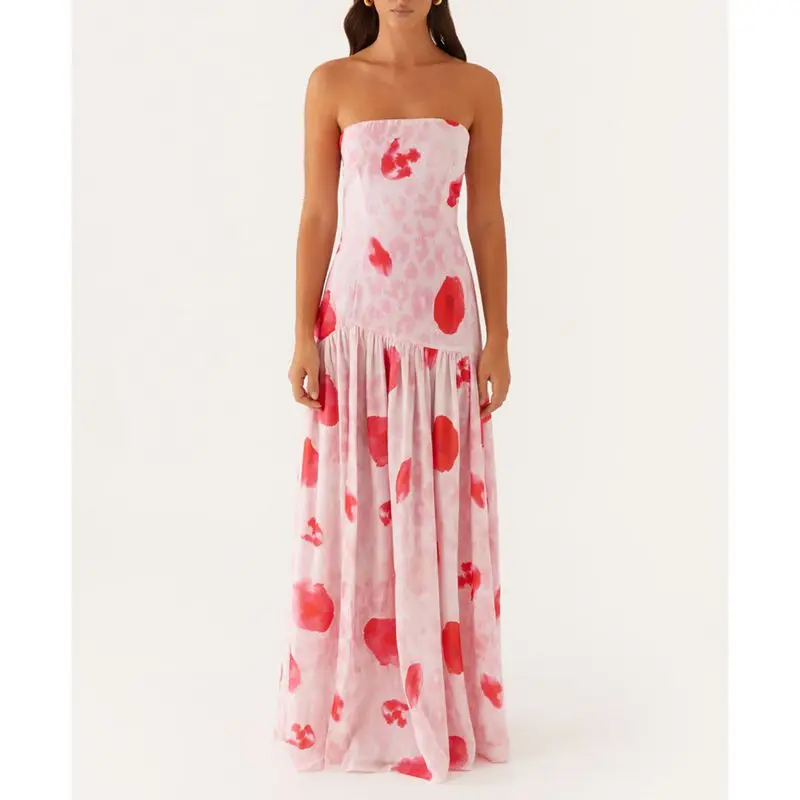 Robe Bandeau Rose Fendue