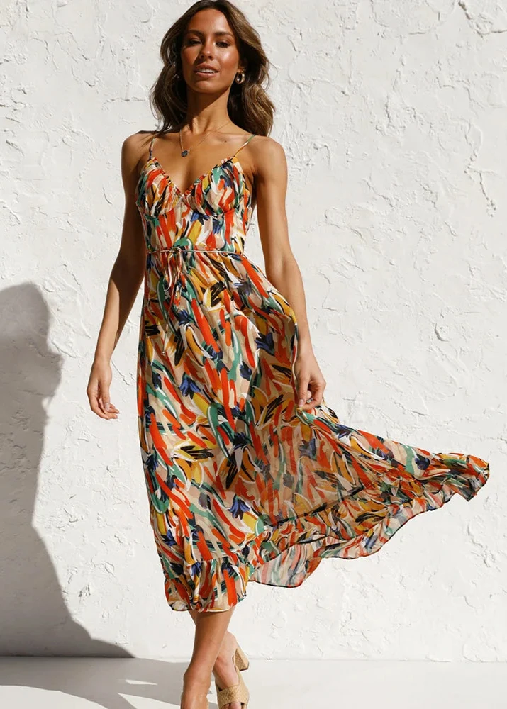 Robe a Bretelles Multicolore