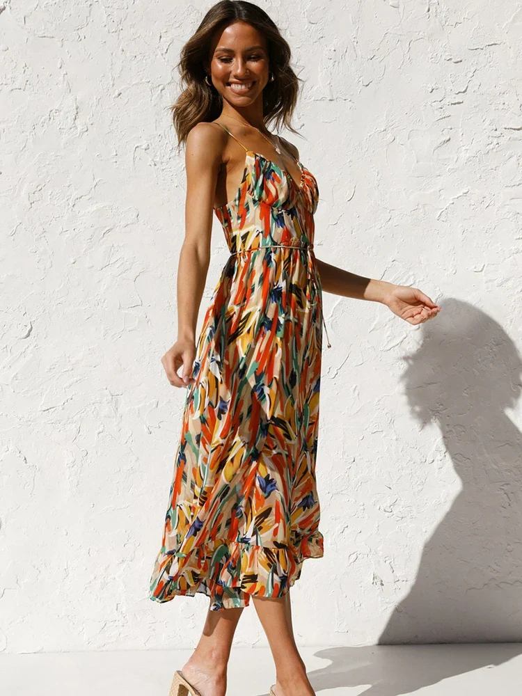 Robe a Bretelles Multicolore