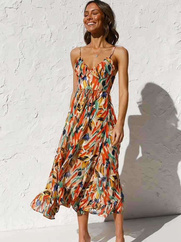 Robe a Bretelles Multicolore