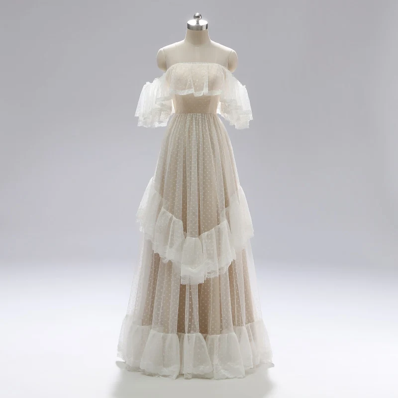 Robe de mariée bohème vintage à pois