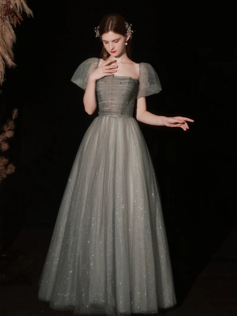 Robe de bal princesse gris foncé à paillettes